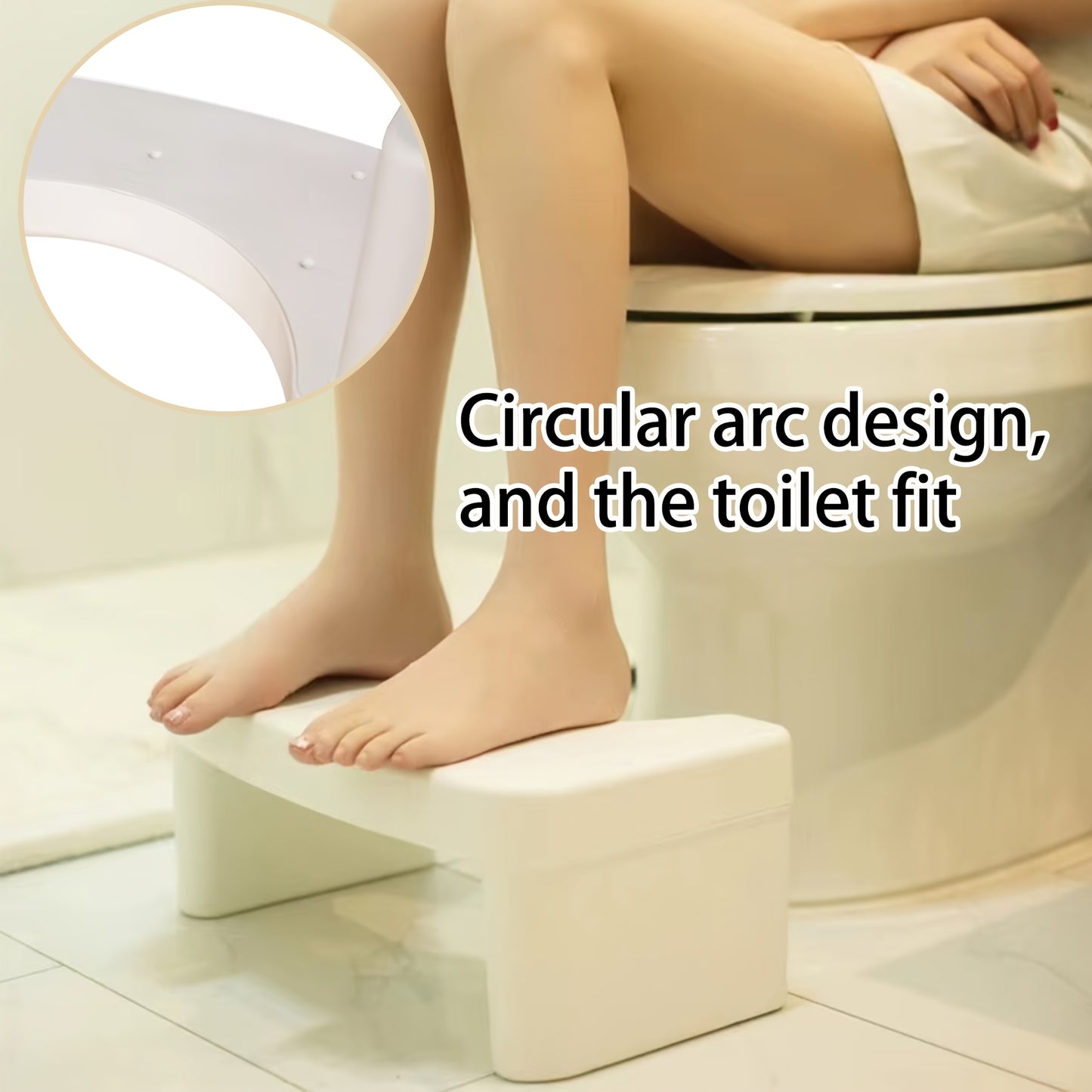 Non-Slip | Elderly Assistance Waterproof Durable Plastic Non-Slip White Bathroom Foot Stool | Raised Toilet Seat for Elderly, Adults & Youngsters, Elderly Assistance Tool | Antislip Construction