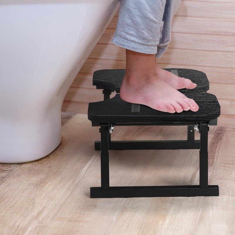 Toilet Stool - Foldable Squatting Potty Stool for Bathroom, Poop Step Stool with Non-Slip Strip, Helps Natural Poop Position & Toilet Assistance, Black