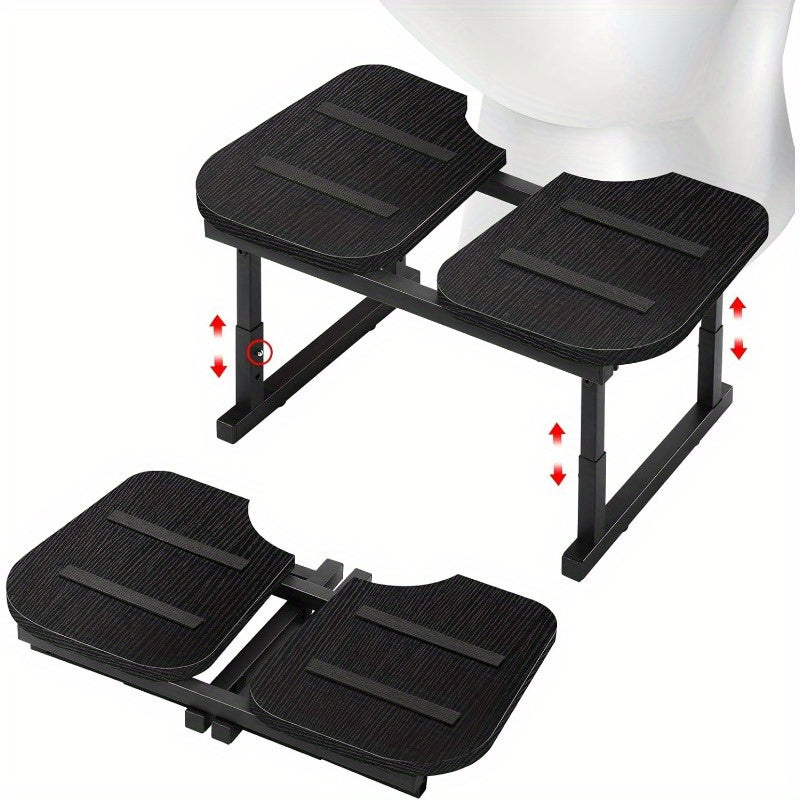 Toilet Stool - Foldable Squatting Potty Stool for Bathroom, Poop Step Stool with Non-Slip Strip, Helps Natural Poop Position & Toilet Assistance, Black