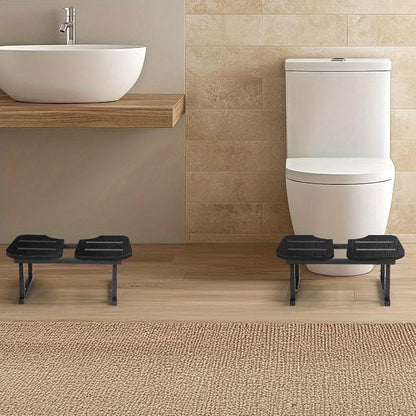 Toilet Stool - Foldable Squatting Potty Stool for Bathroom, Poop Step Stool with Non-Slip Strip, Helps Natural Poop Position & Toilet Assistance, Black