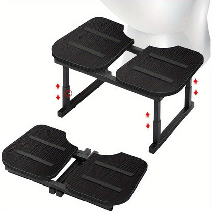 Toilet Stool - Foldable Squatting Potty Stool for Bathroom, Poop Step Stool with Non-Slip Strip, Helps Natural Poop Position & Toilet Assistance, Black